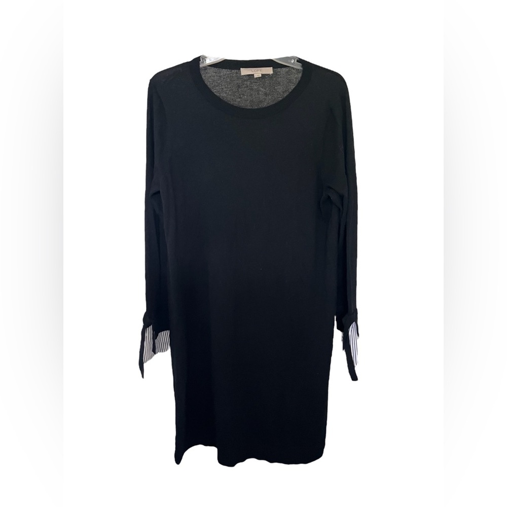 Ann Taylor LOFT Black Sweater Dress EUC With Cuff Detail Size Large